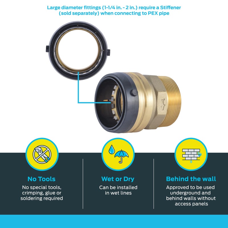 SharkBite 1 Inch MNPT Adapter, Pack of 6, Push to Connect Brass Plumbing Fitting, PEX Pipe, Copper, CPVC, PE-RT, HDPE, U140LF - Image 3